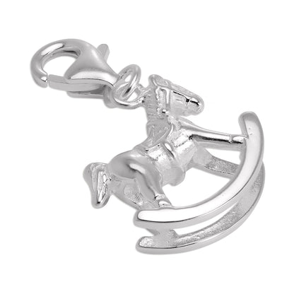 Sterling Silver Rocking Horse Clip on Charm