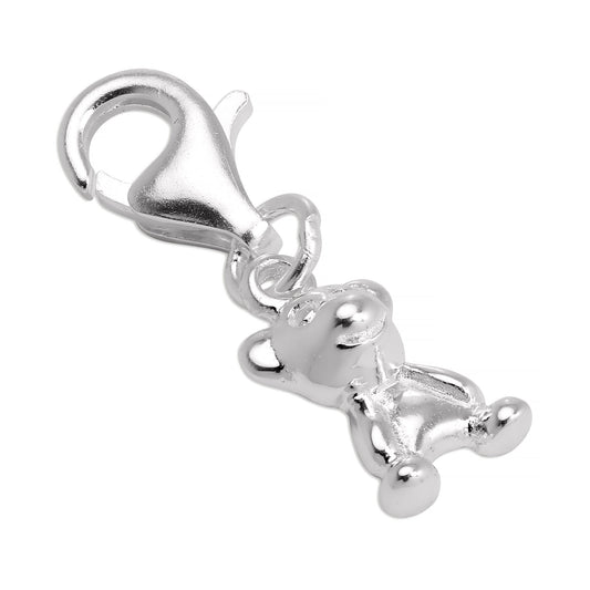 Sterling Silver Teddy Bear Clip on Charm