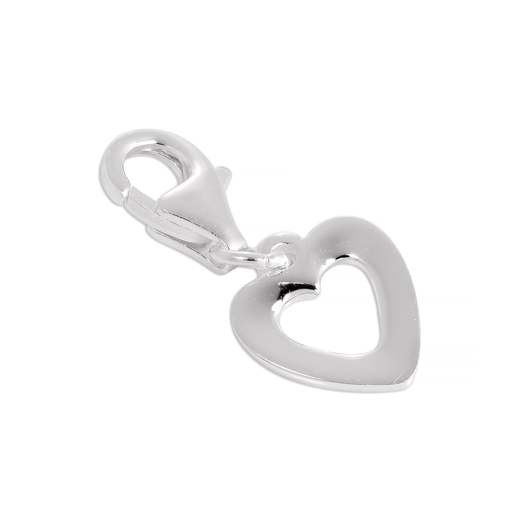 Sterling Silver Simple Open Heart Clip on Charm