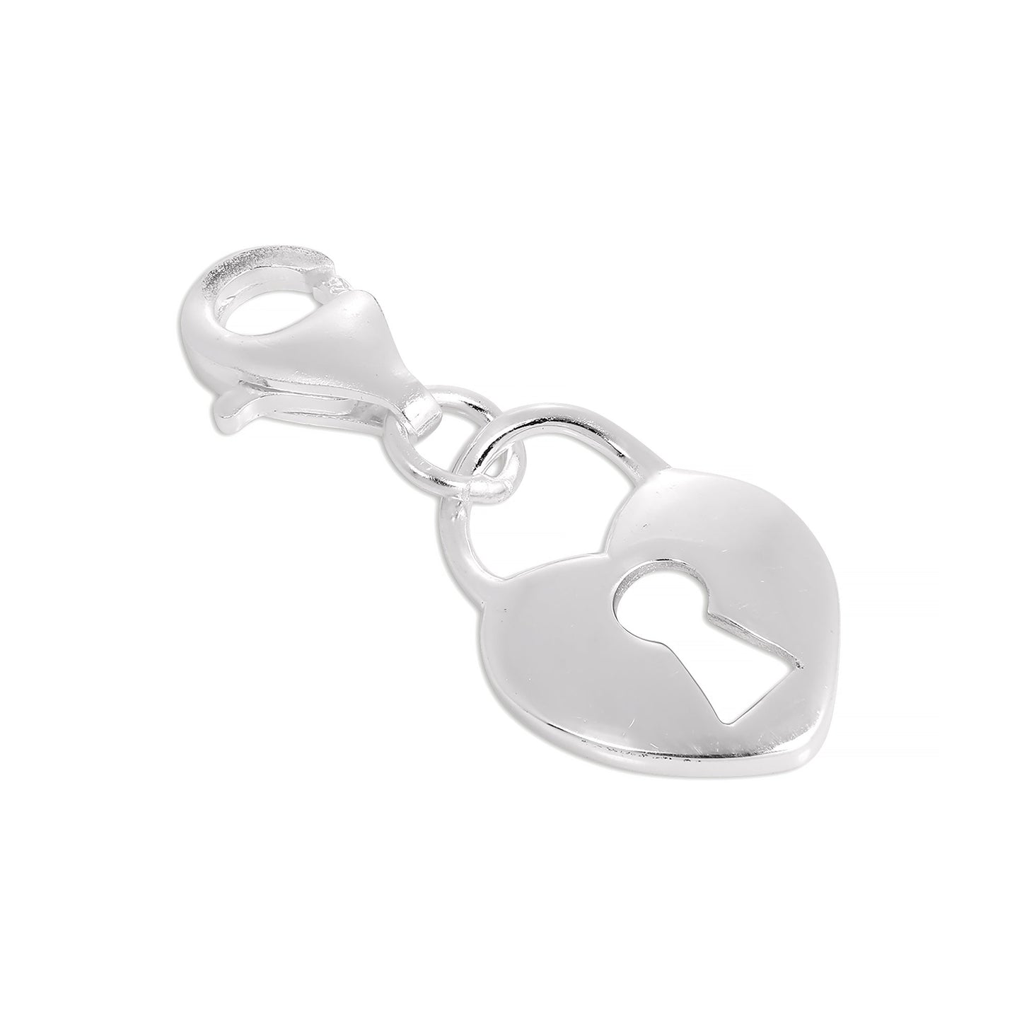 Sterling Silver Heart Padlock Clip on Charm
