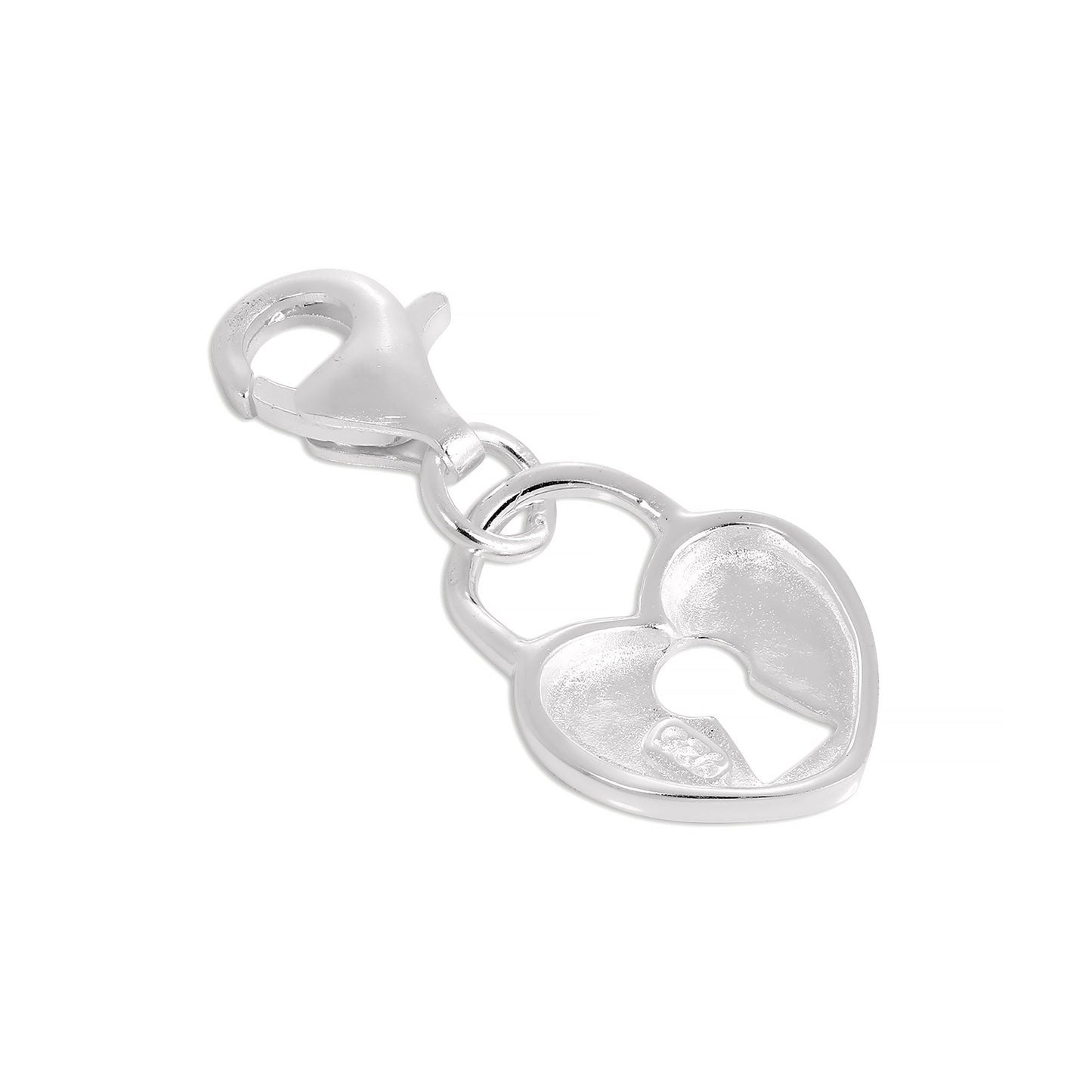 Sterling Silver Heart Padlock Clip on Charm