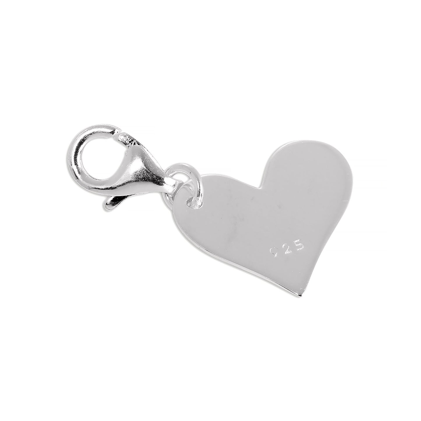 Sterling Silver Flat Engravable Heart Clip on Charm