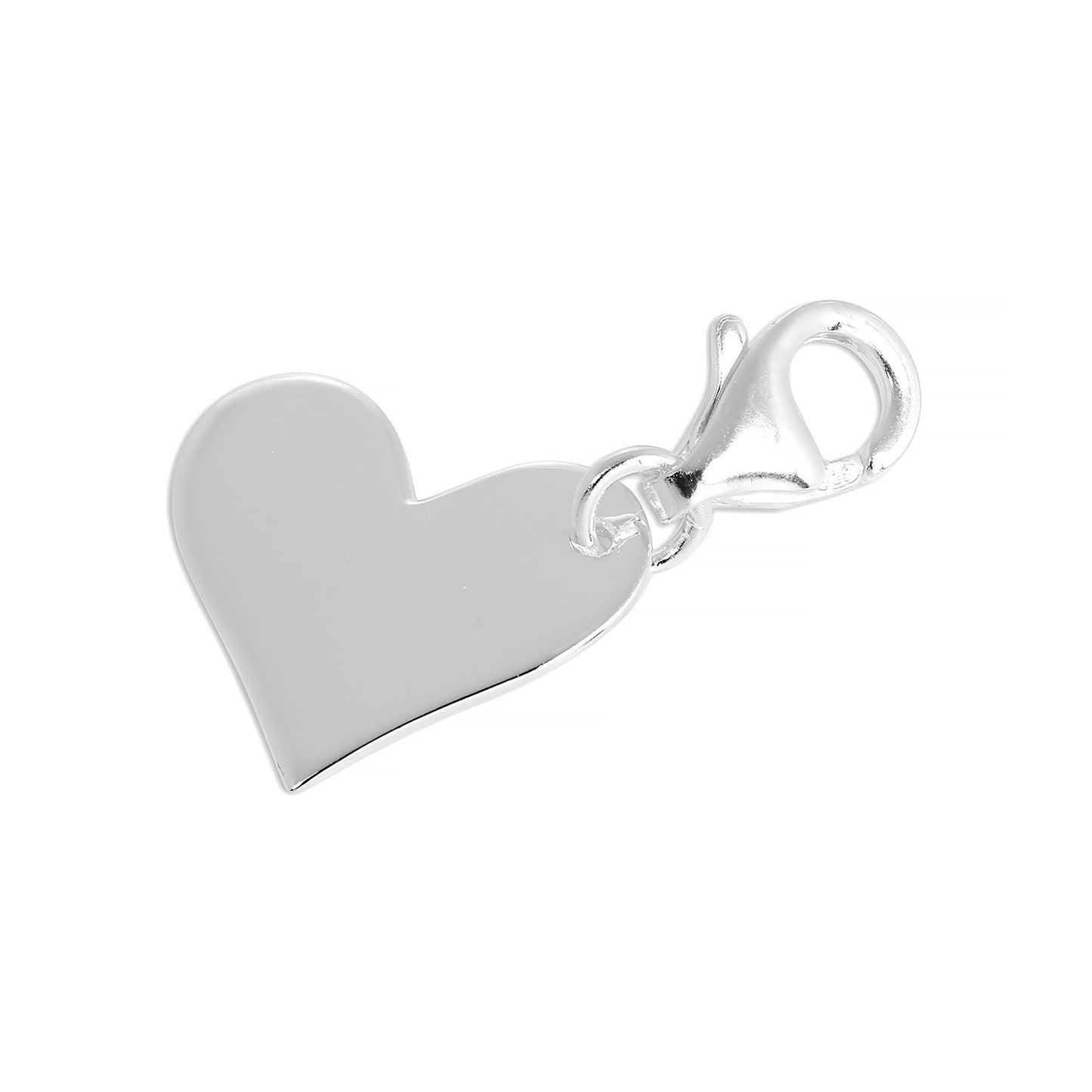 Sterling Silver Flat Engravable Heart Clip on Charm