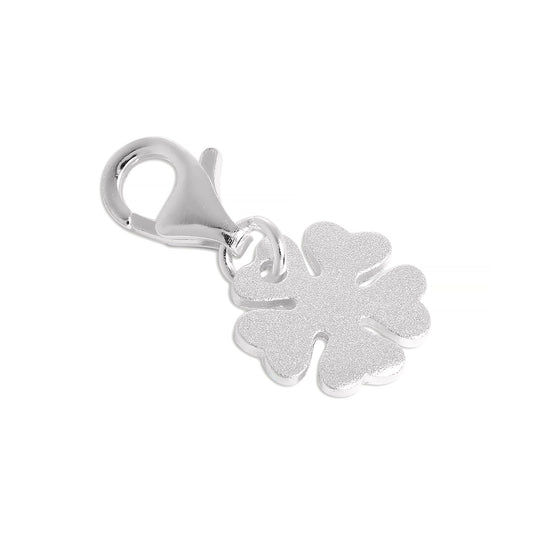 Brushed Sterling Silver Lucky 5 Leaf Clover Clip on Charm
