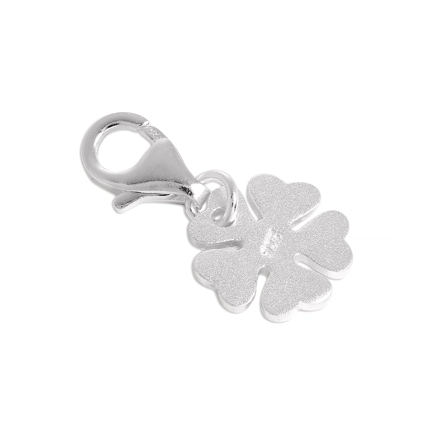 Brushed Sterling Silver Lucky 5 Leaf Clover Clip on Charm