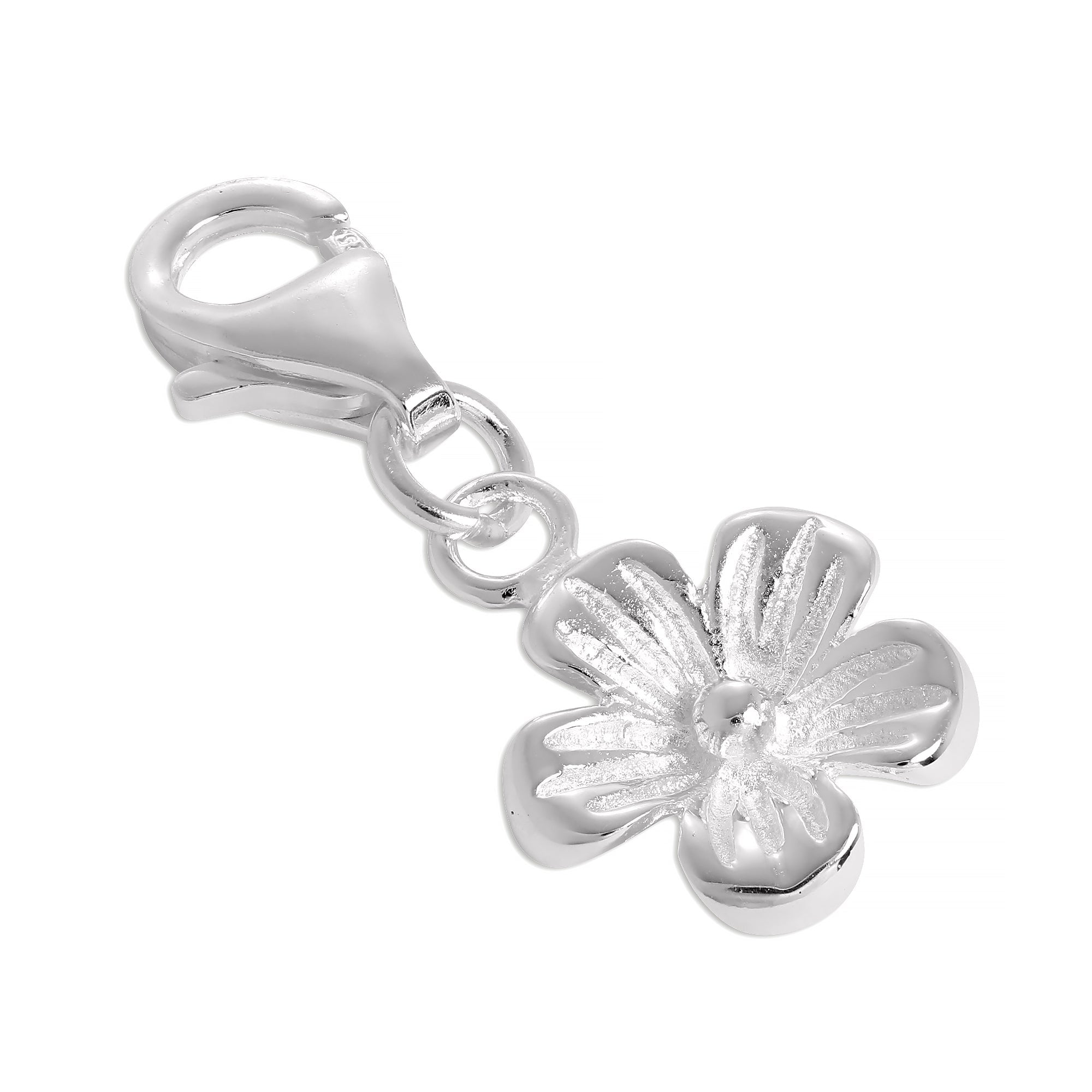 Simple Sterling Silver Flower Clip On Charm | TheCharmWorks