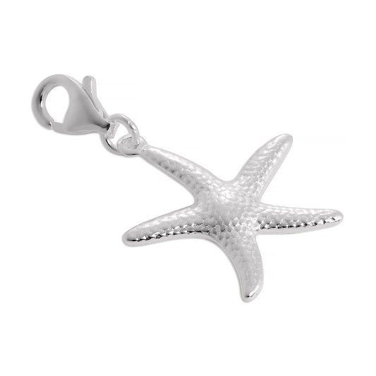 Large Sterling Silver Starfish Clip on Charm