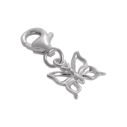 Sterling Silver Butterfly Outline Clip on Charm
