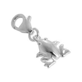 Sterling Silver Frog Clip on Charm