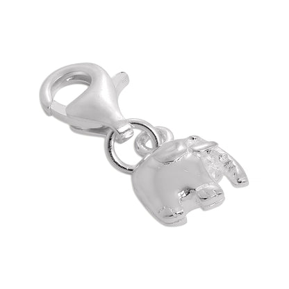 Tiny Sterling Silver Elephant Clip on Charm
