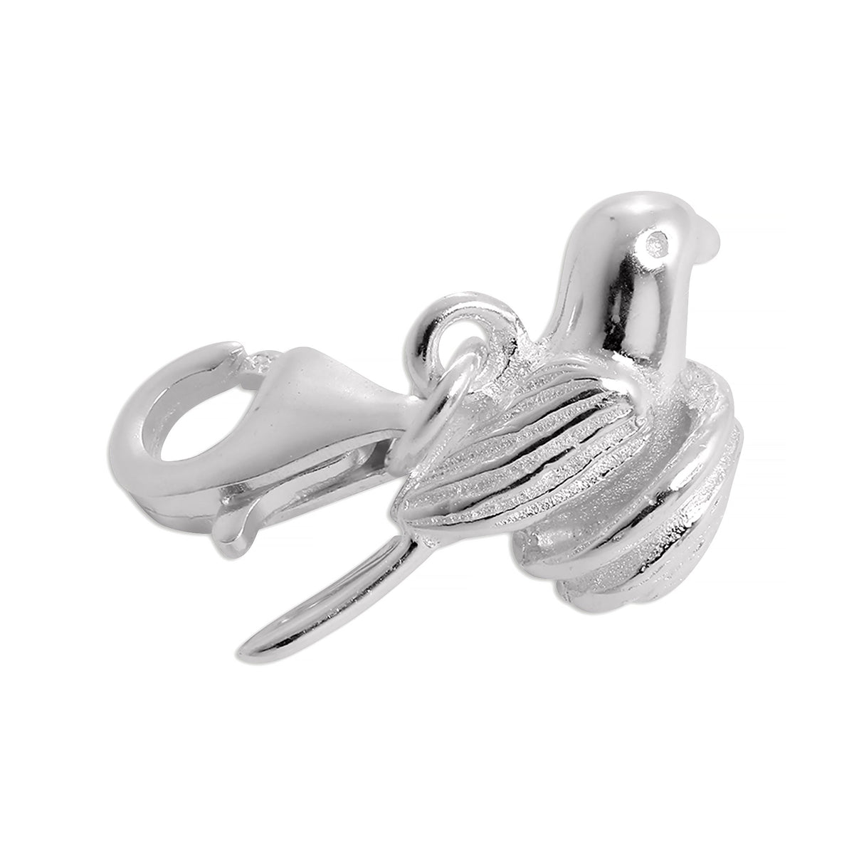 Sterling Silver Cute Nesting Bird Clip on Charm