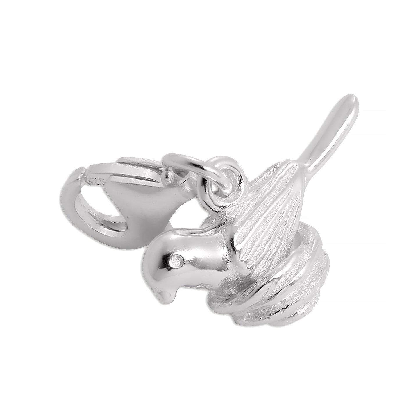 Sterling Silver Cute Nesting Bird Clip on Charm