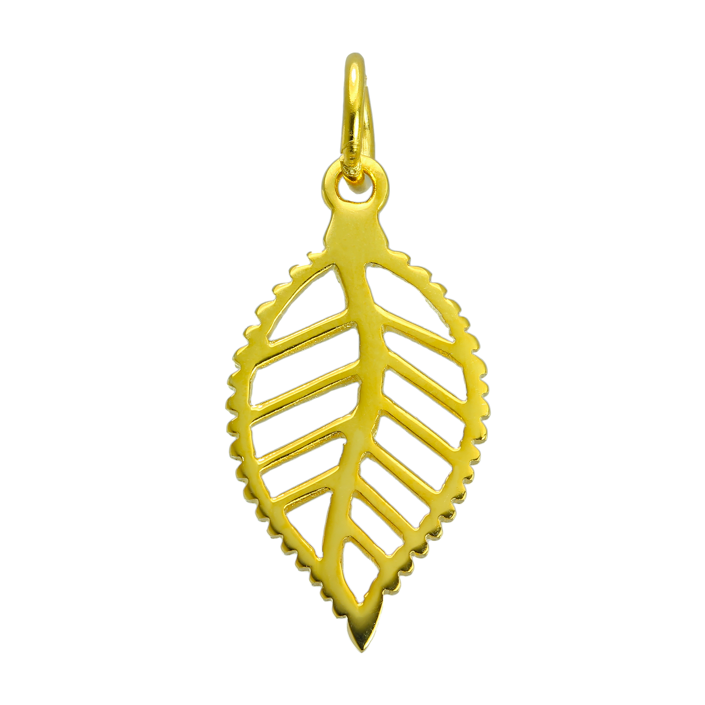 Gold Plated Sterling Silver Cut Out Leaf Charm
