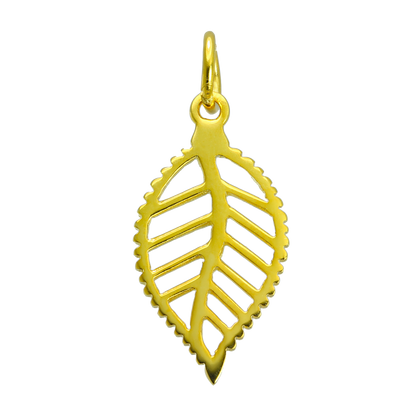 Gold Plated Sterling Silver Cut Out Leaf Charm