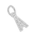 Small Sterling Silver & CZ Crystal Initial Letter Charm A - Z