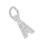 Small Sterling Silver & CZ Crystal Initial Letter Charm A - Z
