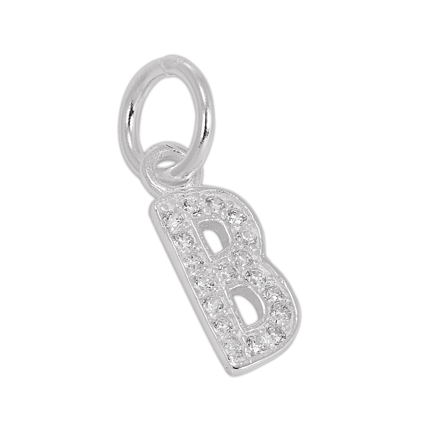 Small Sterling Silver & CZ Crystal Initial Letter Charm A - Z