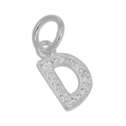 Small Sterling Silver & CZ Crystal Initial Letter Charm A - Z