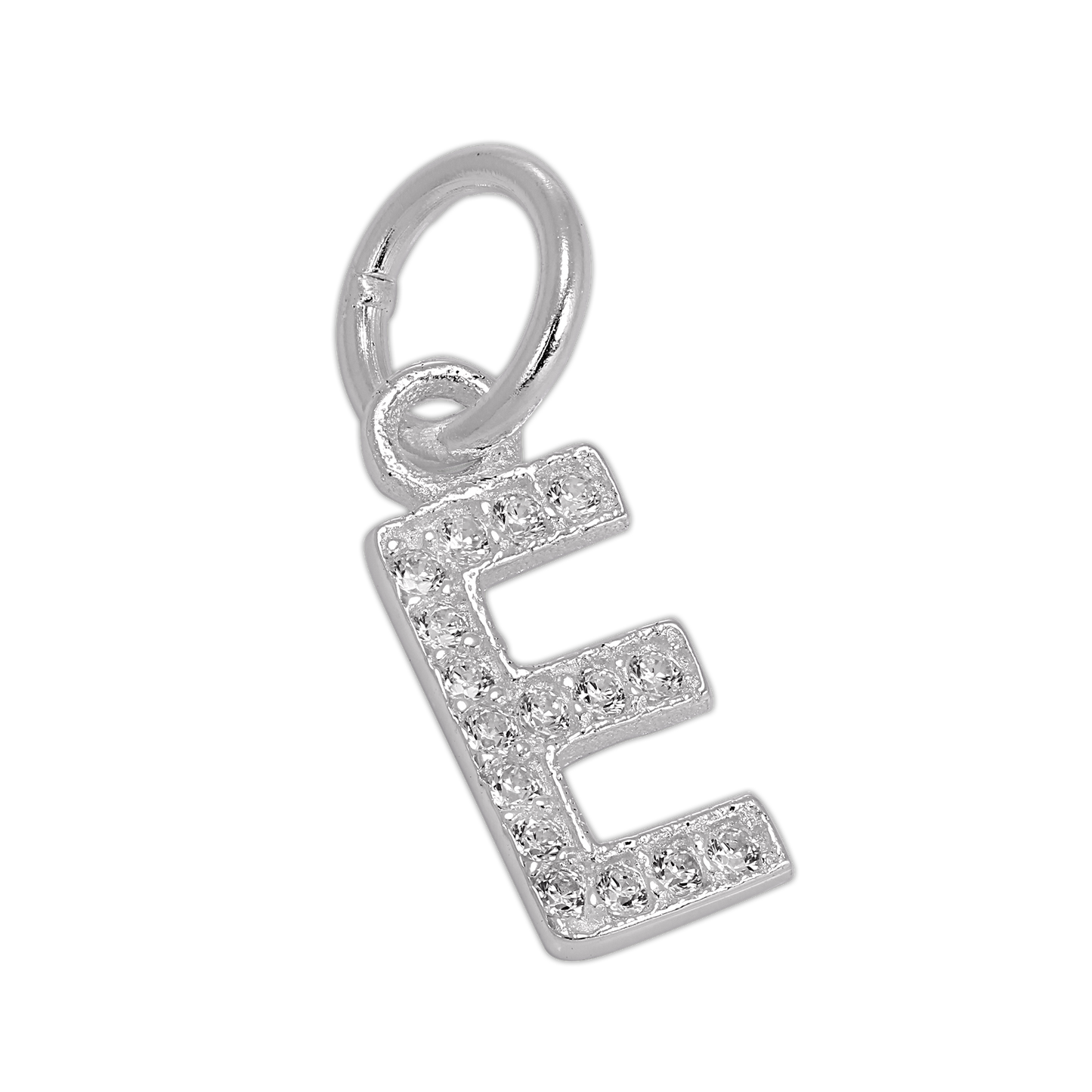 Small Sterling Silver & CZ Crystal Initial Letter Charm A - Z