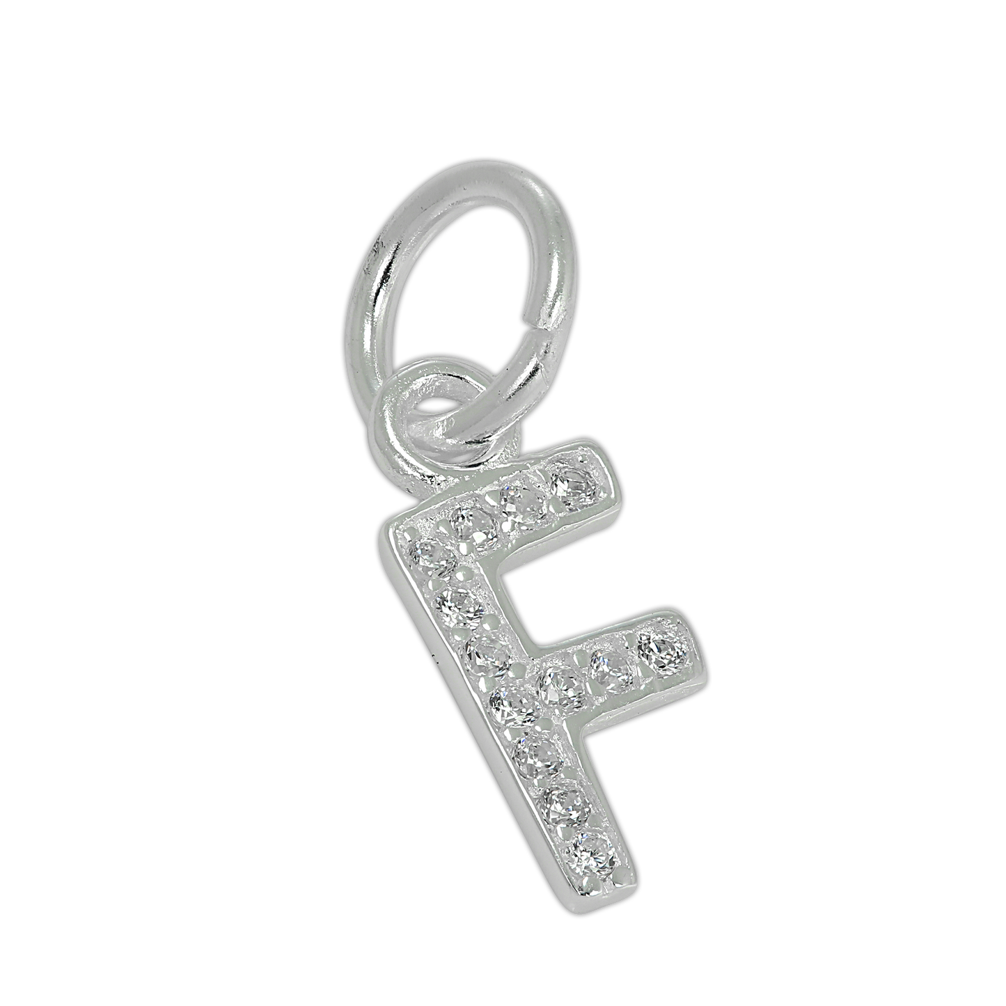 Small Sterling Silver & CZ Crystal Initial Letter Charm A - Z