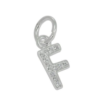 Small Sterling Silver & CZ Crystal Initial Letter Charm A - Z