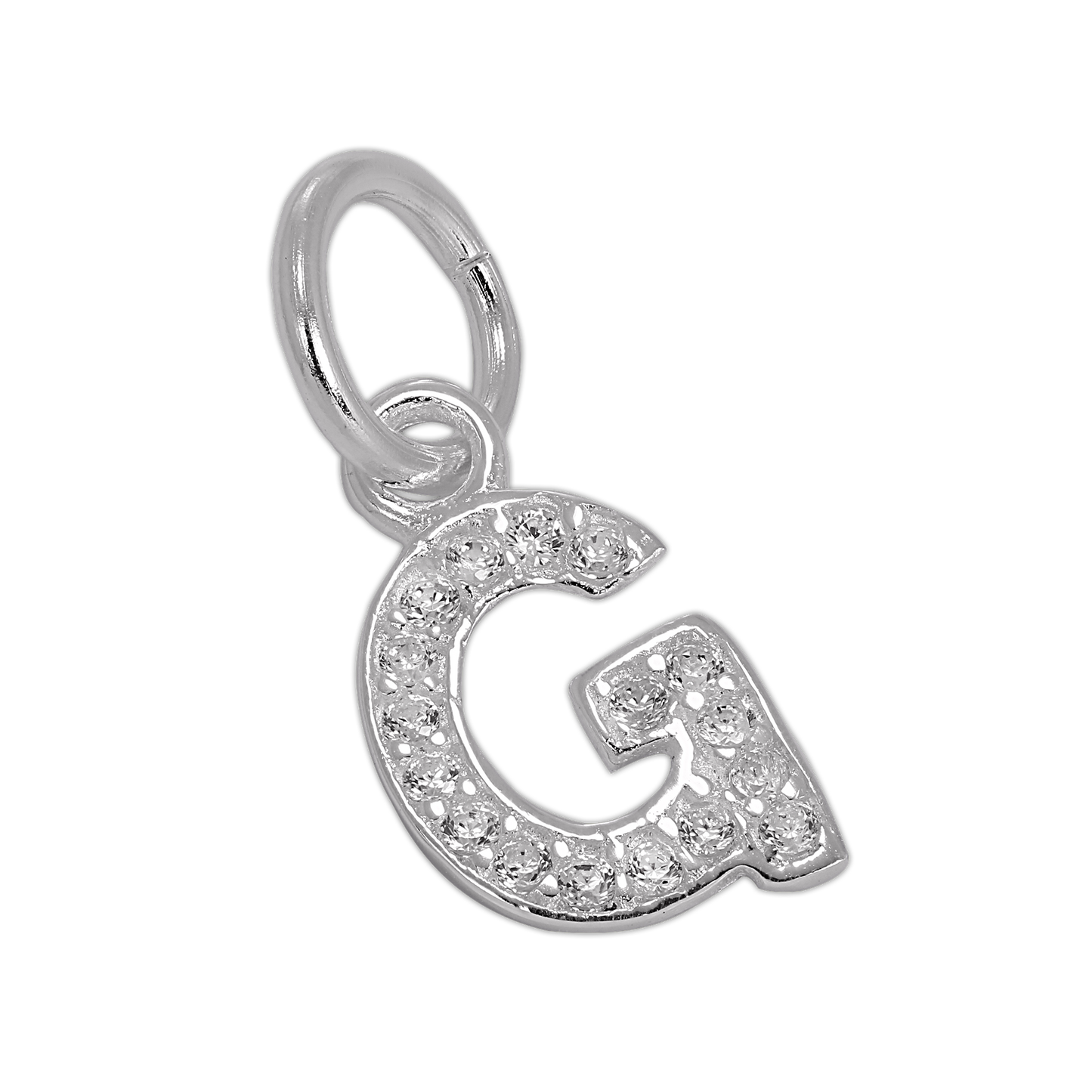 Small Sterling Silver & CZ Crystal Initial Letter Charm A - Z