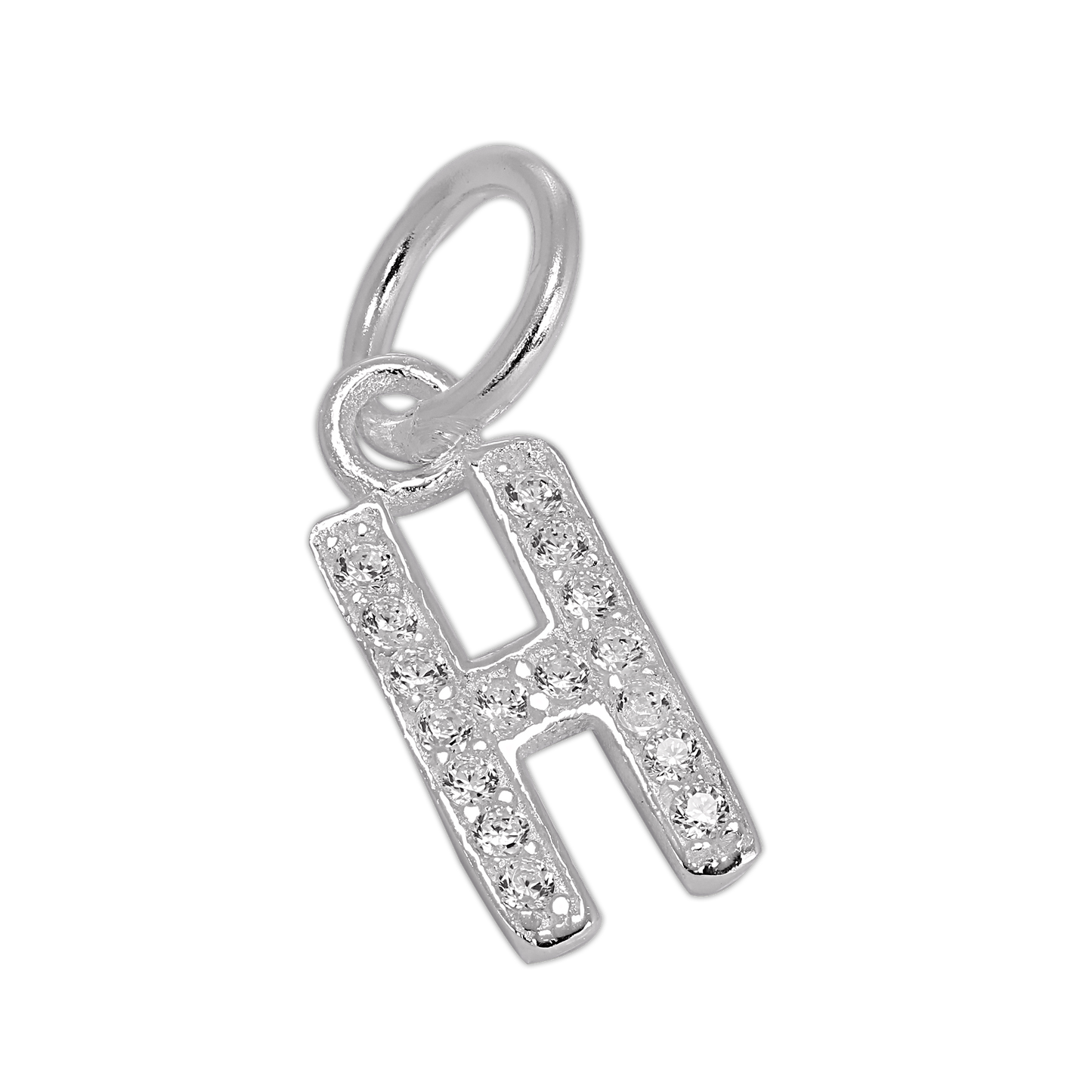 Small Sterling Silver & CZ Crystal Initial Letter Charm A - Z