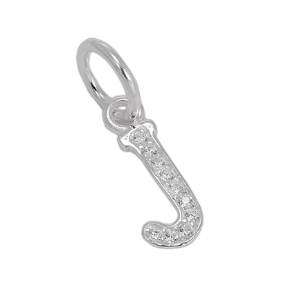 Small Sterling Silver & CZ Crystal Initial Letter Charm A - Z
