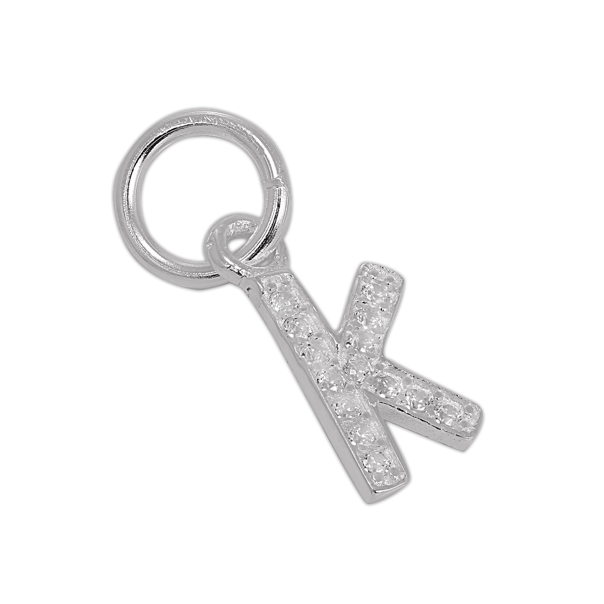 Small Sterling Silver & CZ Crystal Initial Letter Charm A - Z