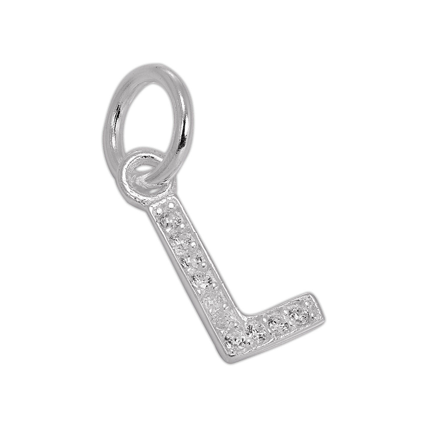 Small Sterling Silver & CZ Crystal Initial Letter Charm A - Z