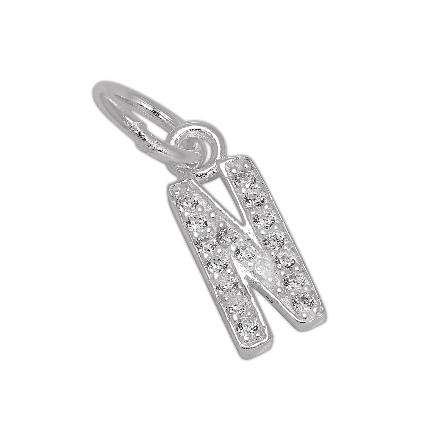 Small Sterling Silver & CZ Crystal Initial Letter Charm A - Z