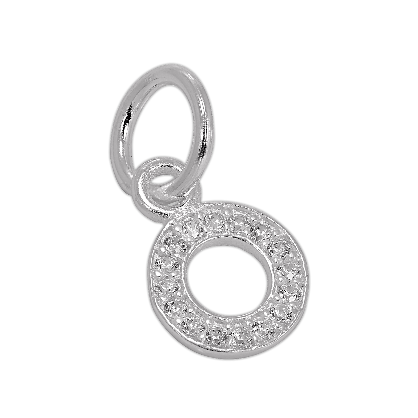 Small Sterling Silver & CZ Crystal Initial Letter Charm A - Z