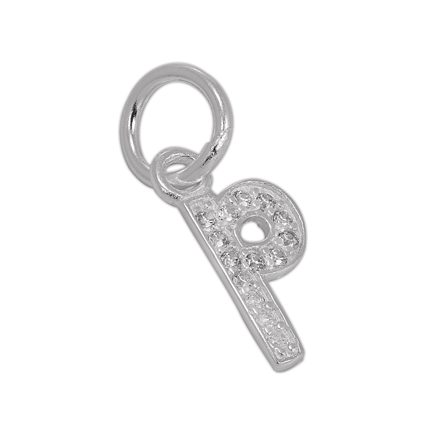 Small Sterling Silver & CZ Crystal Initial Letter Charm A - Z