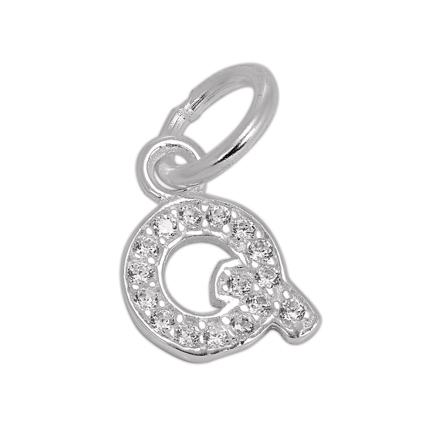 Small Sterling Silver & CZ Crystal Initial Letter Charm A - Z