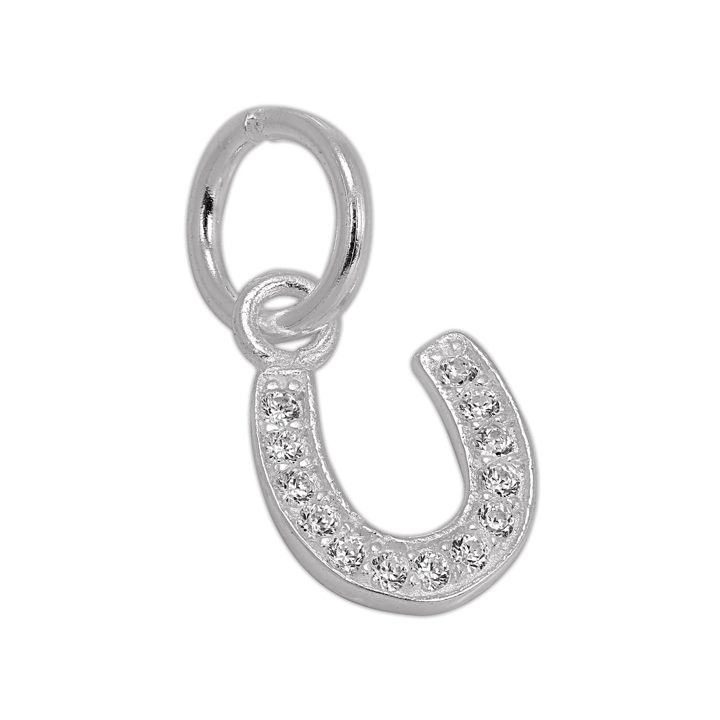 Small Sterling Silver & CZ Crystal Initial Letter Charm A - Z