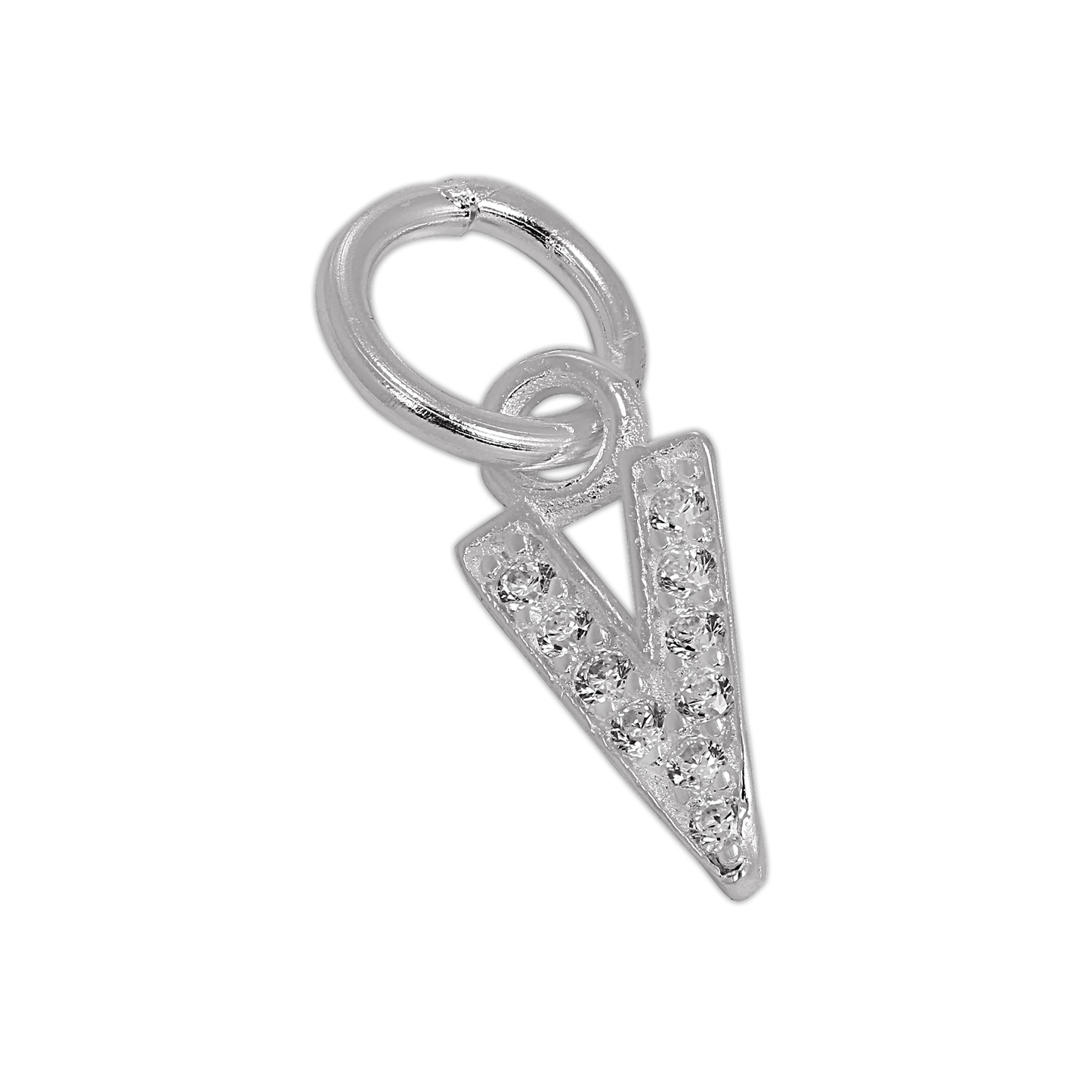 Small Sterling Silver & CZ Crystal Initial Letter Charm A - Z