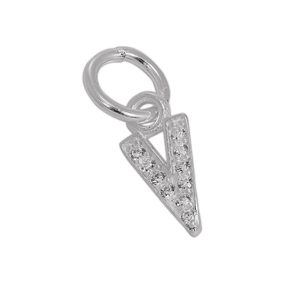 Small Sterling Silver & CZ Crystal Initial Letter Charm A - Z