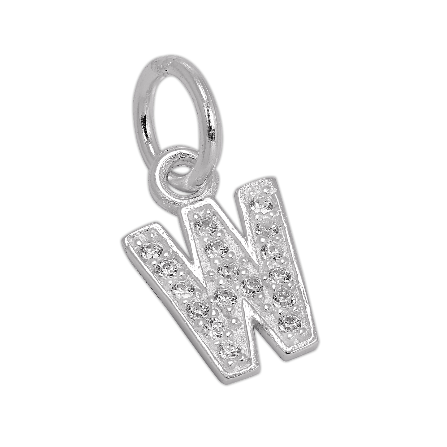 Small Sterling Silver & CZ Crystal Initial Letter Charm A - Z