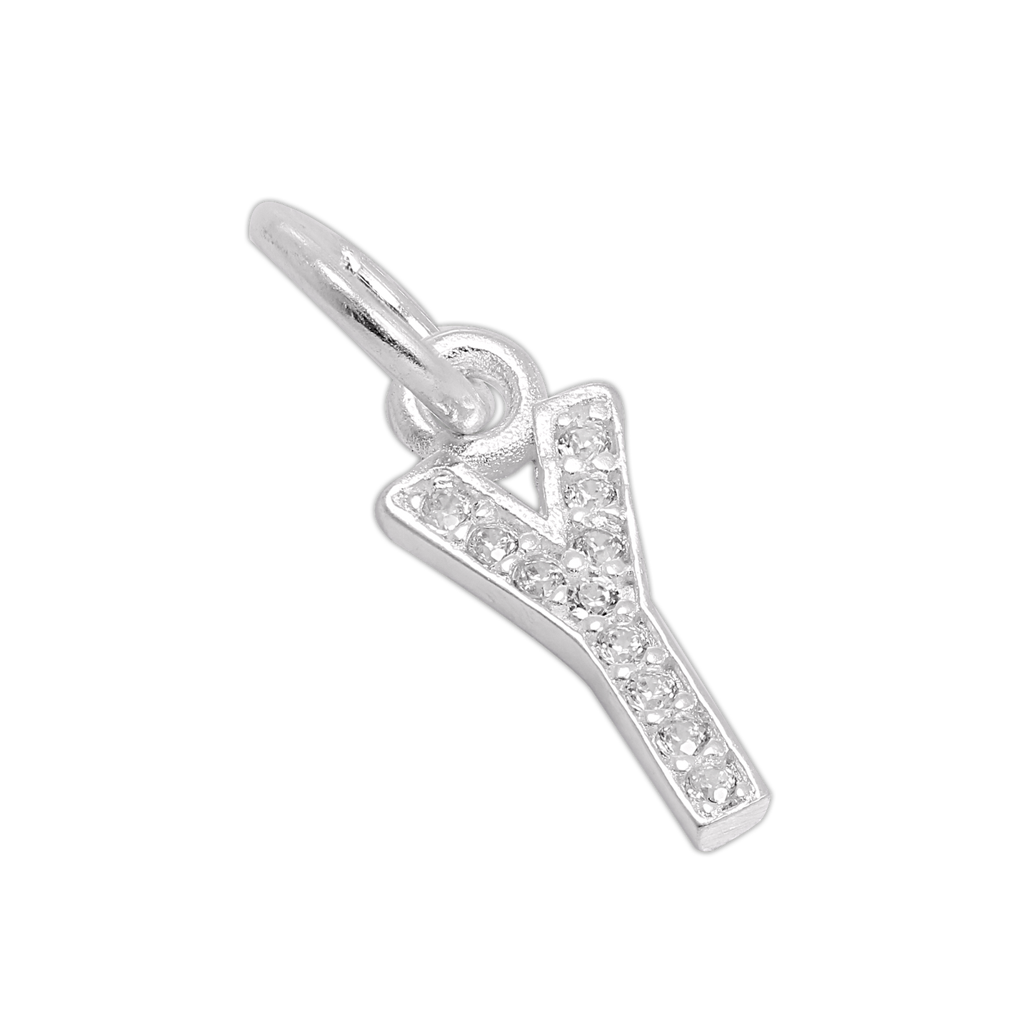 Small Sterling Silver & CZ Crystal Initial Letter Charm A - Z