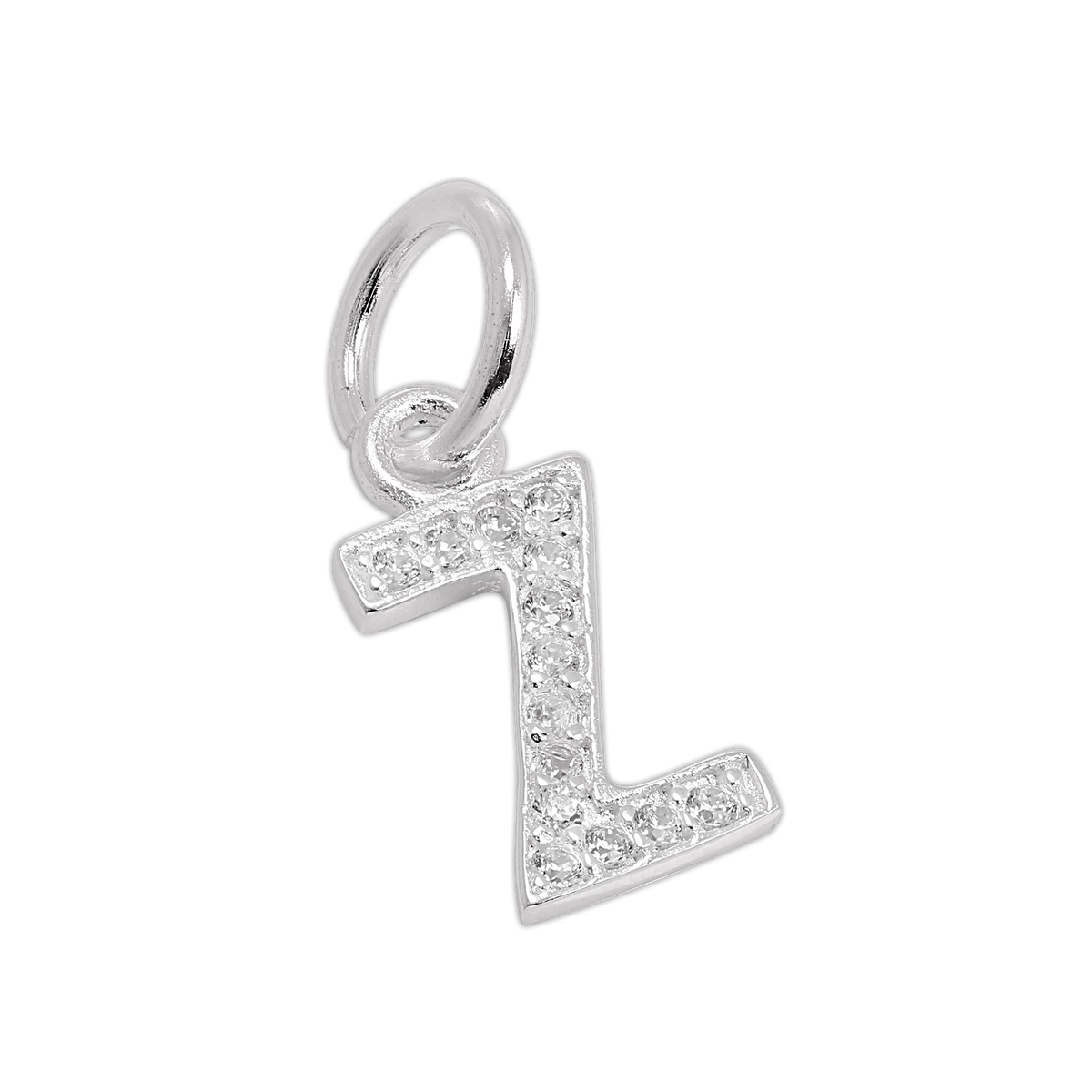 Small Sterling Silver & CZ Crystal Initial Letter Charm A - Z