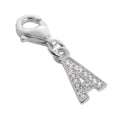 Small Sterling Silver & CZ Crystal Initial Letter Clip-on Charm A - Z