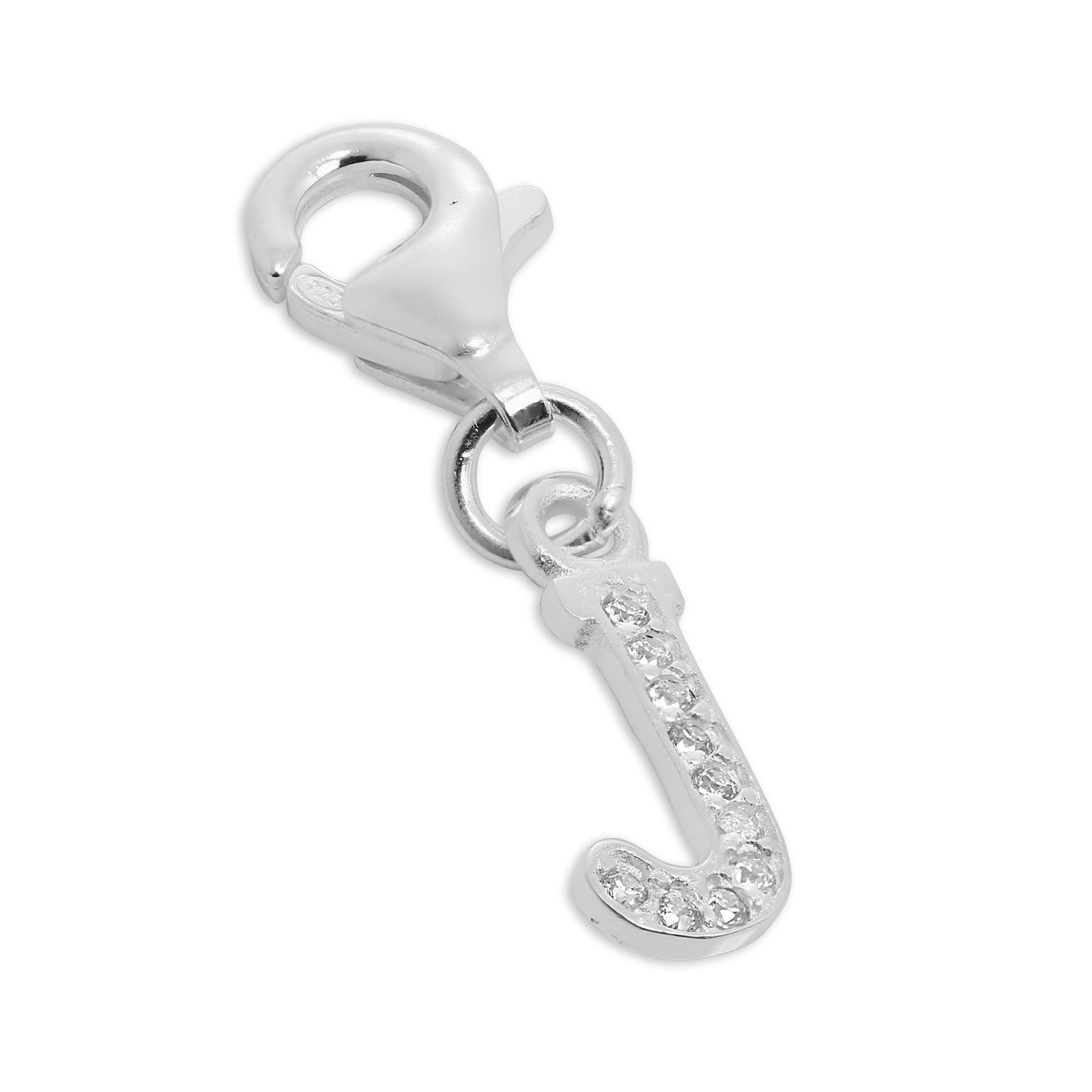 Small Sterling Silver & CZ Crystal Initial Letter Clip-on Charm A - Z