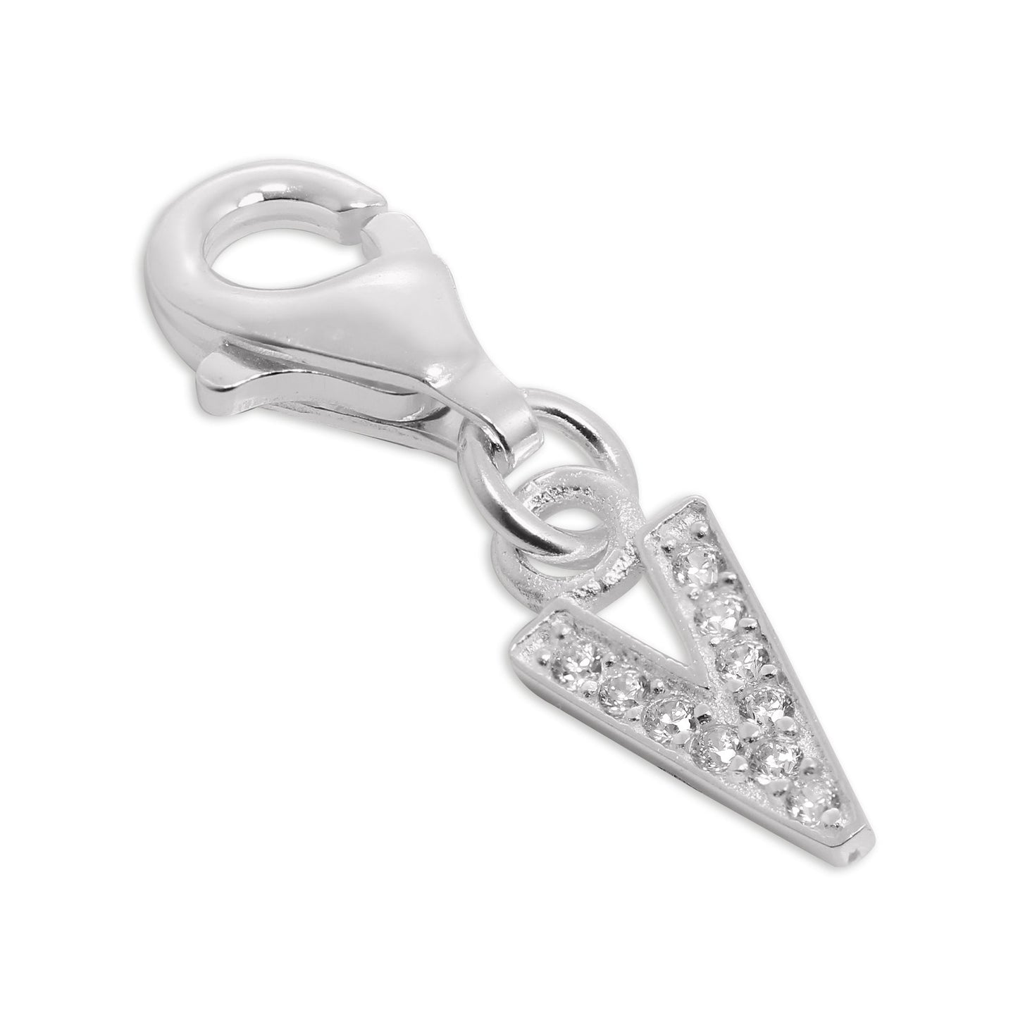 Small Sterling Silver & CZ Crystal Initial Letter Clip-on Charm A - Z