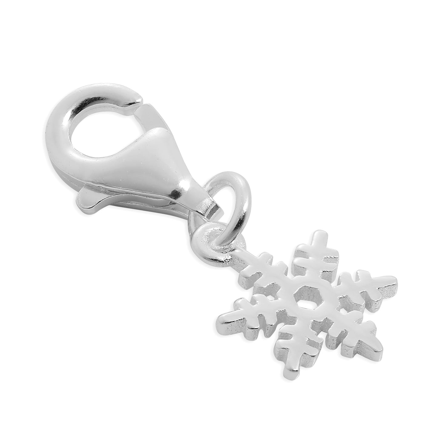 Tiny Sterling Silver Snowflake Clip on Charm