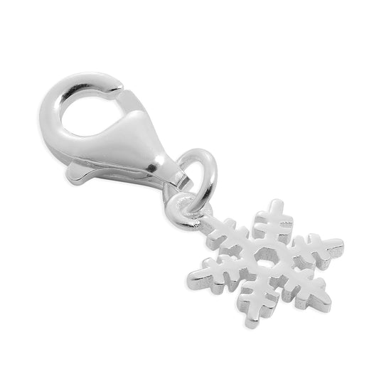 Tiny Sterling Silver Snowflake Clip on Charm