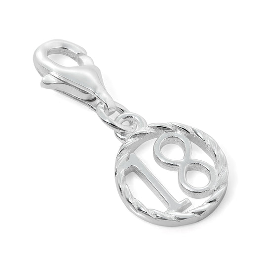 Sterling Silver 18th Birthday Disc Clip on Charm