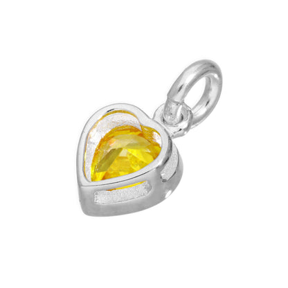 Sterling Silver & Yellow CZ Crystal Heart Charm