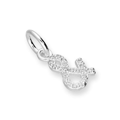 Small Sterling Silver & CZ Crystal Initial Letter Charm A - Z