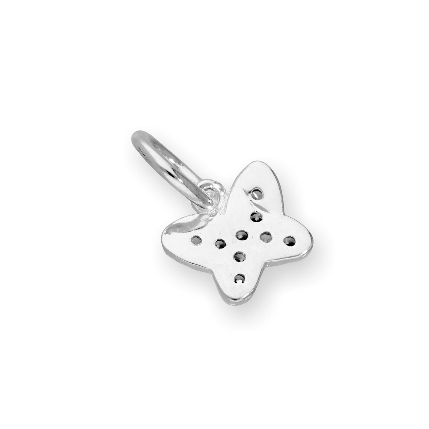 Sterling Silver & Clear CZ Crystal Butterfly Charm w Black Rhodium