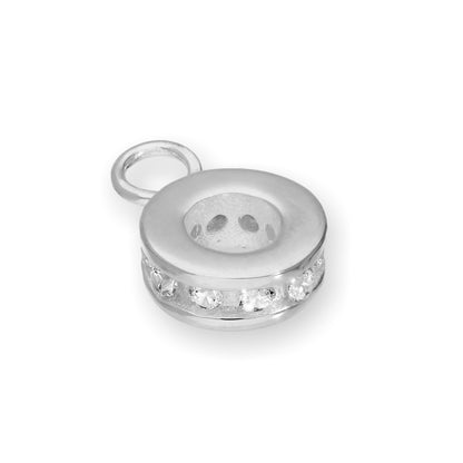 Sterling Silver 3mm Round Channel Set Clear CZ Ring Hanger Bead